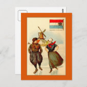  paar schaatsen, windmolen, Nederland Briefkaart (Voorkant / Achterkant)