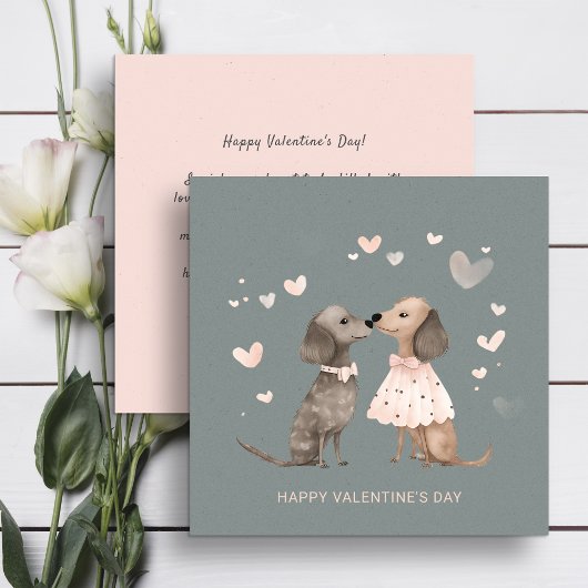 Paar schattige honden Valentijnsdag Feestdagenkaart