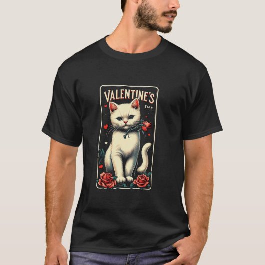  Paar Schattige Kat Liefhebber Happy Valentijnsdag T-shirt (Voorkant)