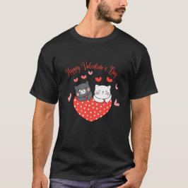  Paar Schattige Kat Liefhebber Happy Valentijnsdag T-shirt