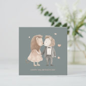 Paar schattige leeuwen Valentijnsdag Feestdagenkaart (Staand voorkant)