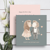Paar schattige leeuwen Valentijnsdag Feestdagenkaart