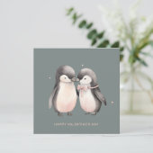 Paar schattige pinguïns Valentijnsdag Feestdagenkaart (Staand voorkant)