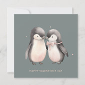 Paar schattige pinguïns Valentijnsdag Feestdagenkaart (Voorkant)