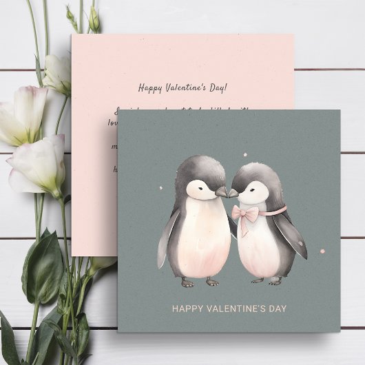 Paar schattige pinguïns Valentijnsdag Feestdagenkaart