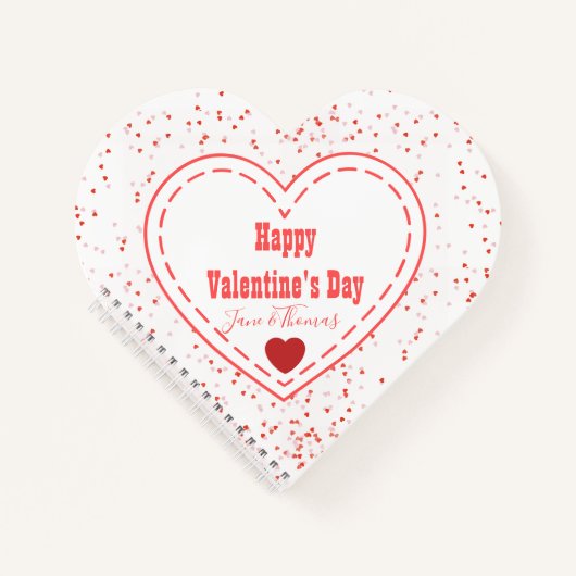 Paar Schattige Red Heart Modern Happy Valentines D Notitieboek (Voorkant)