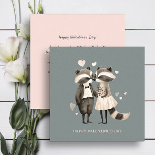 Paar schattige wasberen Valentijnsdag Feestdagenkaart