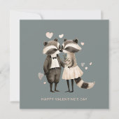 Paar schattige wasberen Valentijnsdag Feestdagenkaart (Voorkant)