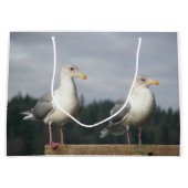 Paar Seagulls Posing op Fence Large Cadeautasje (Voorkant)