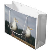 Paar Seagulls Posing op Fence Large Cadeautasje (Voorkant Gekanteld)