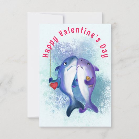 Paar Shark Love Valentijnsdag Kaart - Grappig (Voorkant)