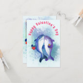Paar Shark Love Valentijnsdag Kaart - Grappig (Voorkant / Achterkant in situ)