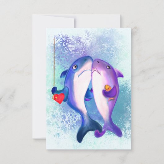 Paar Shark Love Valentijnsdag Kaart - Grappig (Achterkant)