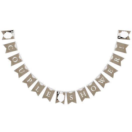 Paar Shower in Burlap en White Lace Vlaggetjes (Alle)