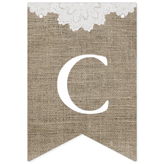 Paar Shower in Burlap en White Lace Vlaggetjes (Tweede vlag)