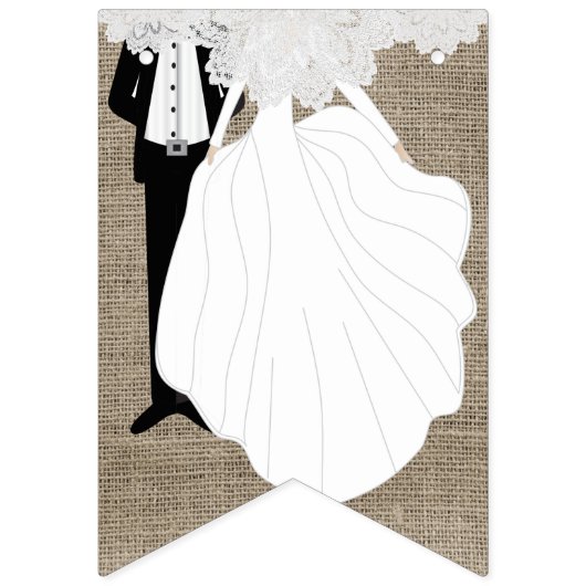 Paar Shower in Burlap en White Lace Vlaggetjes (Eerste vlag)