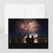 Paar silhouet kijken naar vuurwerk briefkaart (Voorkant / Achterkant)