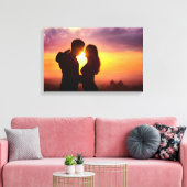 Paar Silhouette bij zonsondergang Canvas Afdruk (Insitu (Woonkamer))
