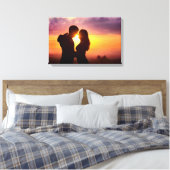 Paar Silhouette bij zonsondergang Canvas Afdruk (Insitu (Slaapkamer))