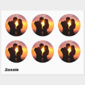 Paar Silhouette bij zonsondergang Ronde Sticker (Vel)