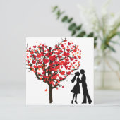 Paar Silhouette onder Valentijnse hartstructuur Feestdagenkaart (Staand voorkant)