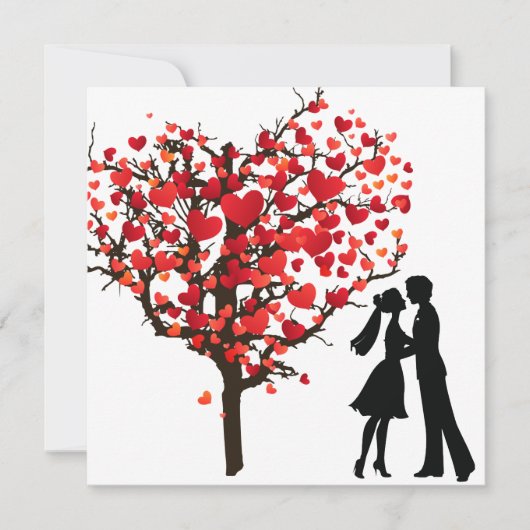 Paar Silhouette onder Valentijnse hartstructuur Feestdagenkaart (Voorkant)