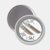Paar ski's I Ski T-shirts en geschenken Magneet (Voorkant / Achterkant)