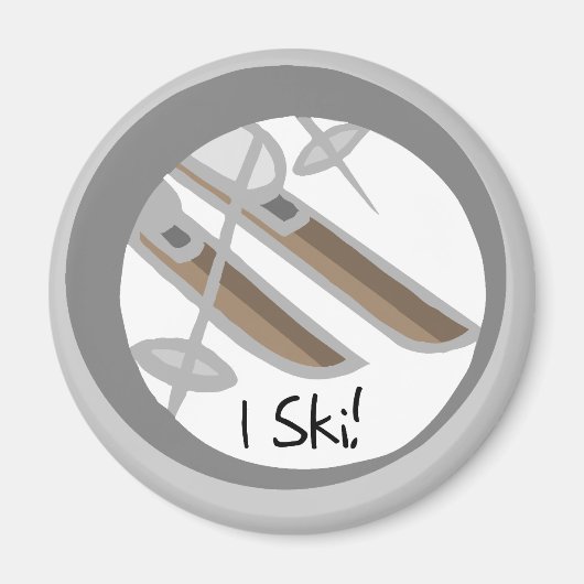 Paar ski's I Ski T-shirts en geschenken Magneet (Voorkant)
