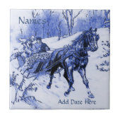 Paar Sleigh Tile, Dutch Kijk, personaliseer je Tegeltje (Voorkant)