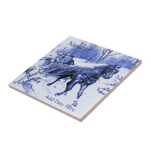 Paar Sleigh Tile, Dutch Kijk, personaliseer je Tegeltje (Zijkant)