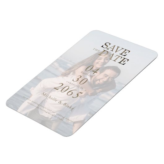 Paar Strand Foto Bruiloft Save the Date Magneet (Linkerzijde)