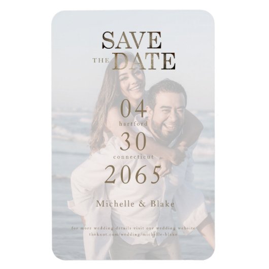 Paar Strand Foto Bruiloft Save the Date Magneet (Verticaal)