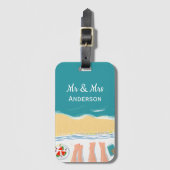Paar Sunbathing gepersonaliseerd Mr en Mrs Holiday Bagagelabel (Voorkant (verticaal))