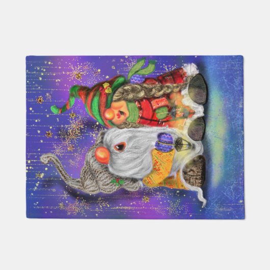 Paar Sweet Gnomes die vrolijk kerstlied zingen Deurmat (Voorkant)