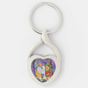 Paar Sweet Gnomes die vrolijk kerstlied zingen  Sleutelhanger