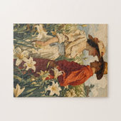 Paar te midden van witte lelies romantisch  legpuzzel (Horizontaal)