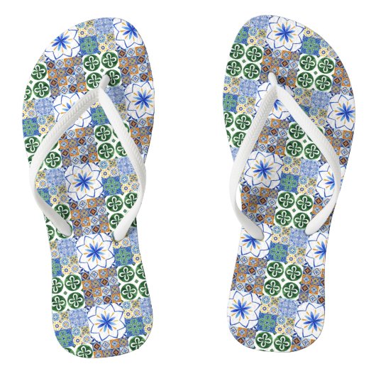 Paar Teenslippers Portugees tegels (Voetbed)