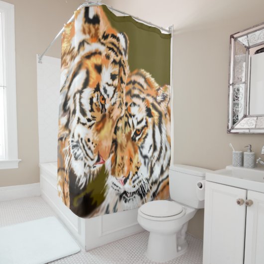 Paar tijger douche gordijn (In situ)