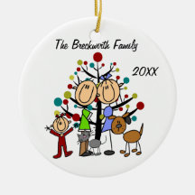 Paar, Toddler Girl, Dog, Cat Holiday Ornament