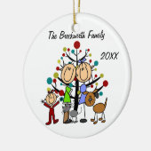 Paar, Toddler Girl, Dog, Cat Holiday Ornament (Links)