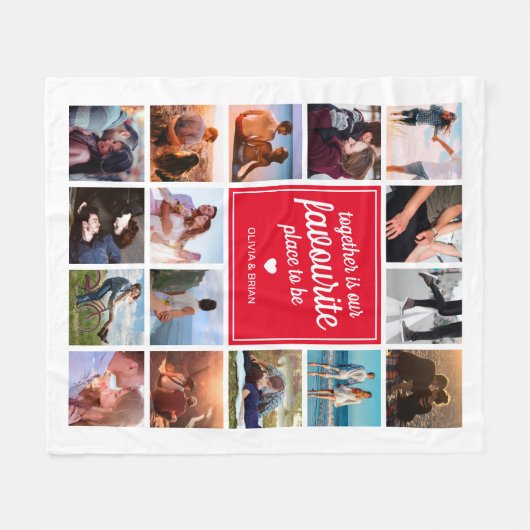 Paar Together Photo Collage Fleece Deken (Voorkant (Horizontaal))
