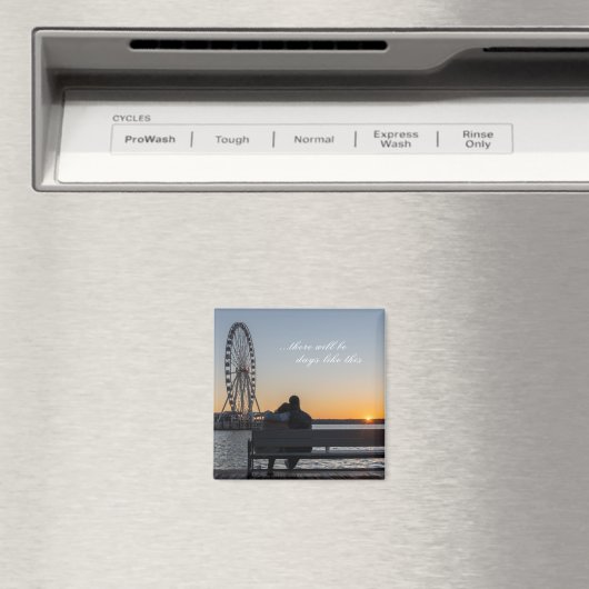 Paar Together Watch Sunset on Bench Magneet (Insitu (Vaatwasser))