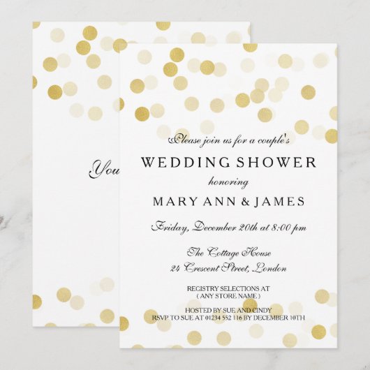 Paar Trouwdouche Gouden Folie Glitter Lichten Kaart (Voorkant / Achterkant)