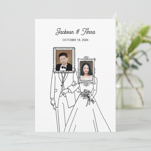 Paar trouwfoto uniek kaart (Staand voorkant)