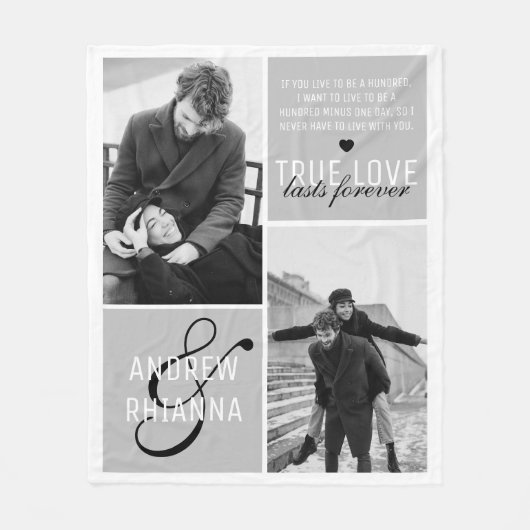 Paar True Love 2 Photo & Quote Fleece Deken (Voorkant)