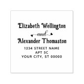 Paar Twee Naam Fancy Hart "en" #1 Terugkeer Adres Zelfinktende Stempel (Design)