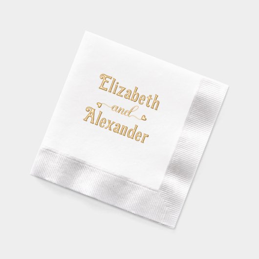 Paar Twee Naam met Fancy Hart"en" #1LG Folie Servetten (Links)