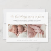 Paar Twin Birth Announding in Faux Gold Foil Aankondiging (Voorkant)