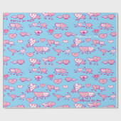 Paar Valentijn Roze Dance Hearts Wrapping Paper Cadeaupapier (Vlak)