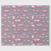 Paar Valentijn Roze Dance Hearts Wrapping Paper Cadeaupapier (Vlak)